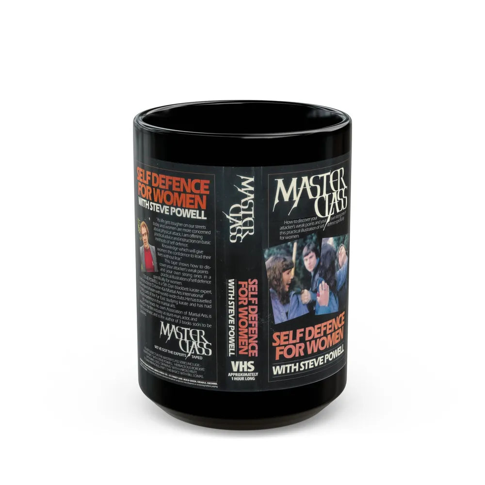 MASTER CLASS SELF DEFENCE FOR WOMEN WITH STEVE POWELL (VHS COVER) - Black Coffee Mug-15oz-Go Mug Yourself