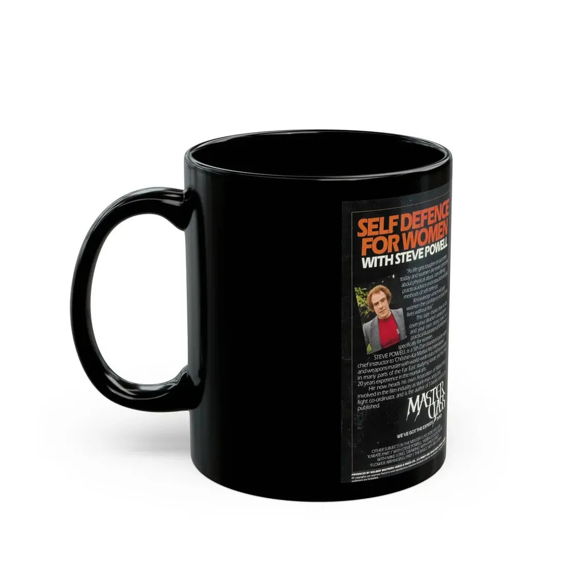 MASTER CLASS SELF DEFENCE FOR WOMEN WITH STEVE POWELL (VHS COVER) - Black Coffee Mug - Go Mug Yourself