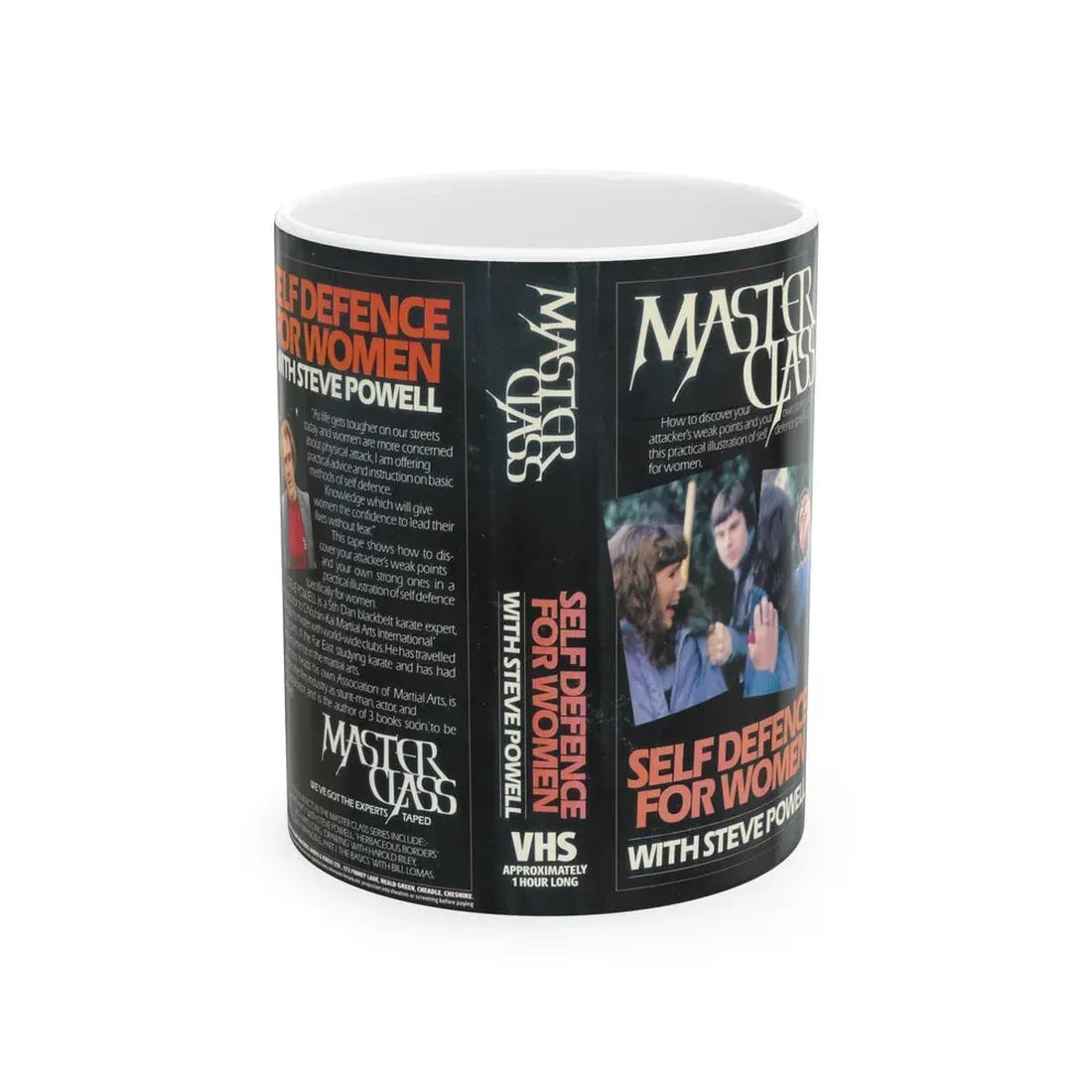 MASTER CLASS SELF DEFENCE FOR WOMEN WITH STEVE POWELL (VHS COVER) - White Coffee Mug 11oz - Go Mug Yourself