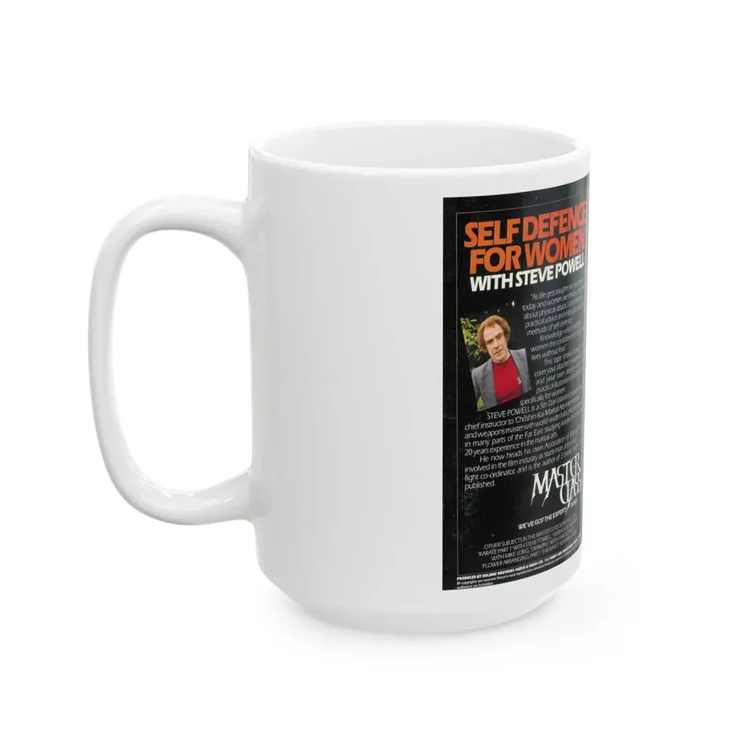 MASTER CLASS SELF DEFENCE FOR WOMEN WITH STEVE POWELL (VHS COVER) - White Coffee Mug - Go Mug Yourself