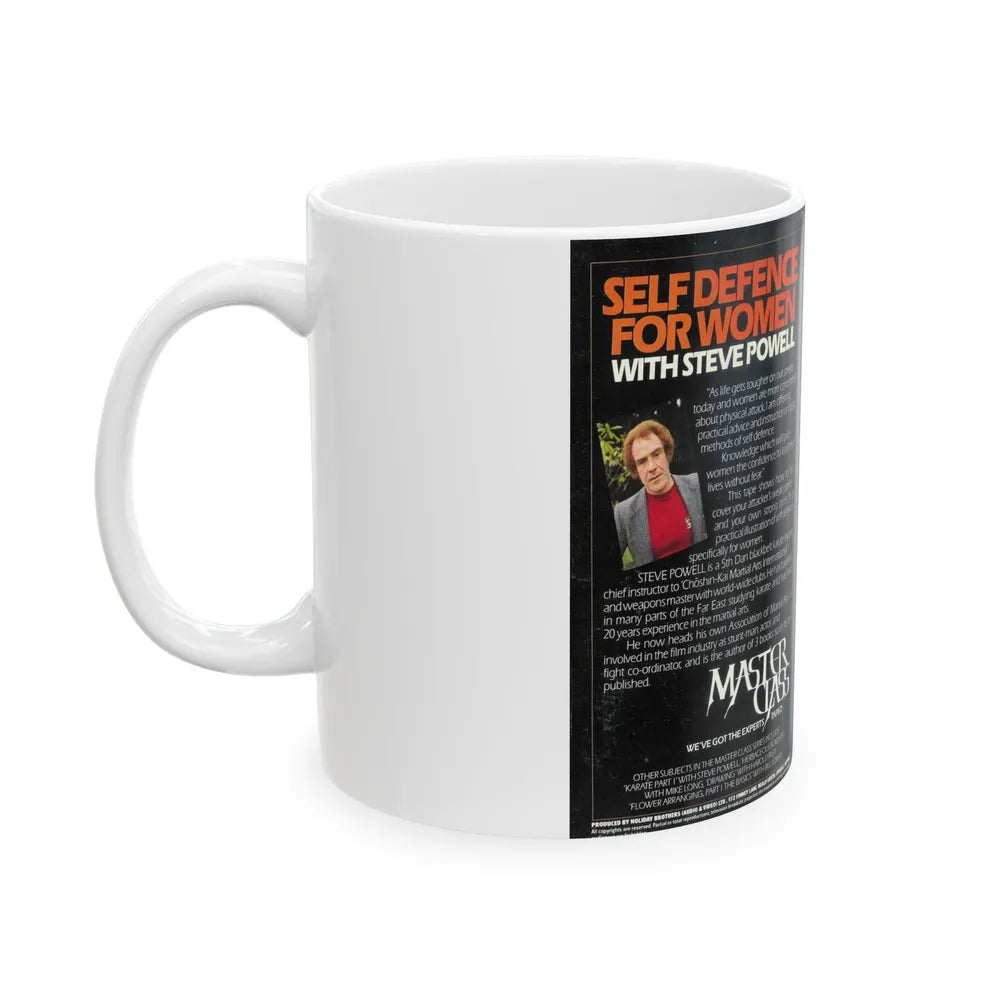 MASTER CLASS SELF DEFENCE FOR WOMEN WITH STEVE POWELL (VHS COVER) - White Coffee Mug-Go Mug Yourself