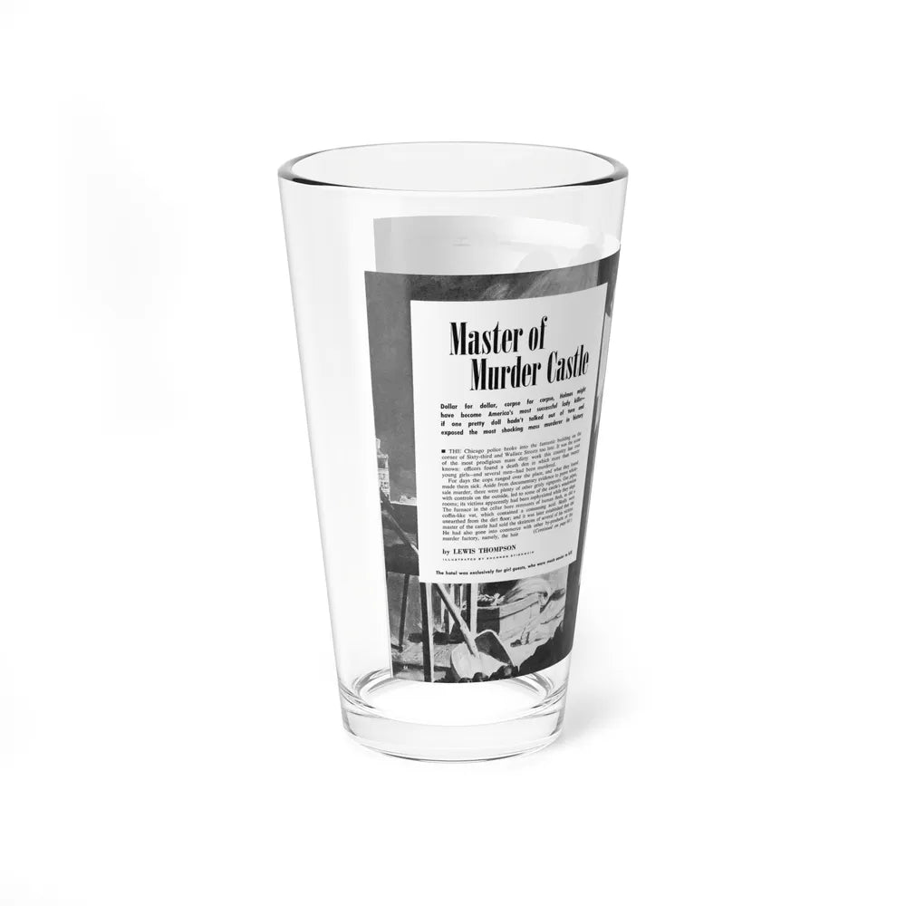 Master Murder Castle, True Adventures, December 1960 (Magazine Illustration) Pint Glass 16oz-Go Mug Yourself