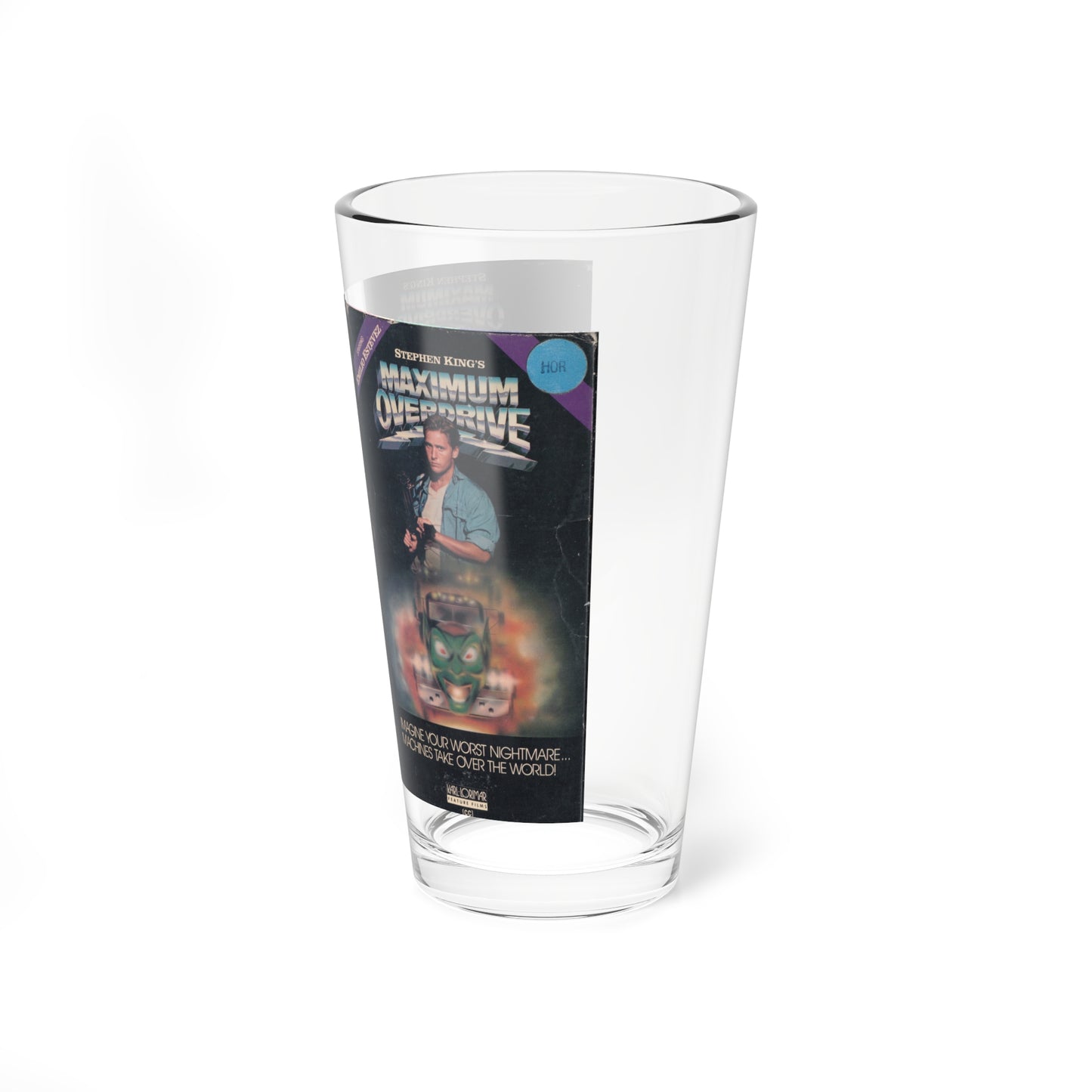 MAXIMUM OVERDRIVE (VHS COVER) Pint Glass 16oz-Go Mug Yourself