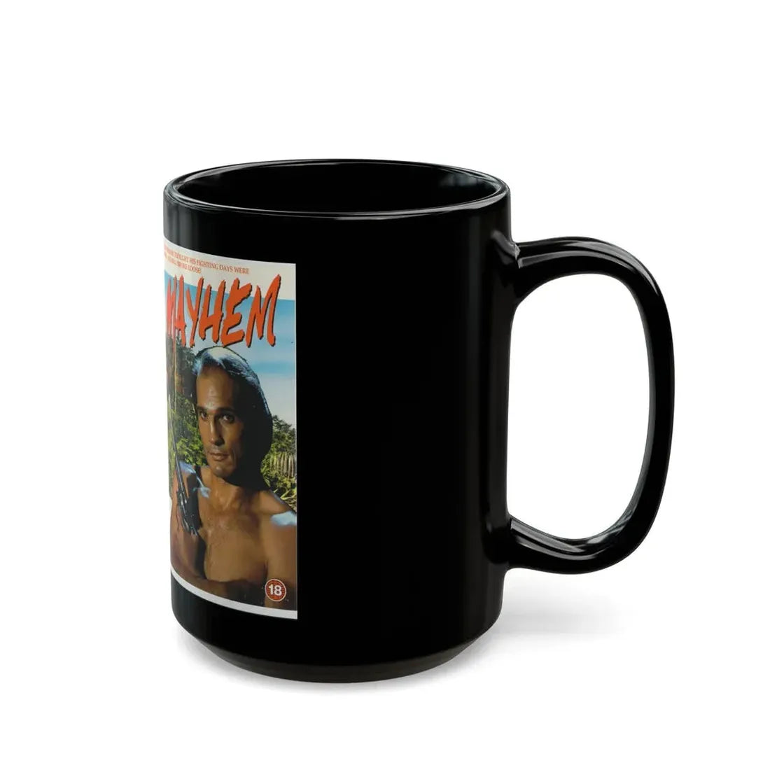 MAYHEM ACTION (VHS COVER) - Black Coffee Mug - Go Mug Yourself