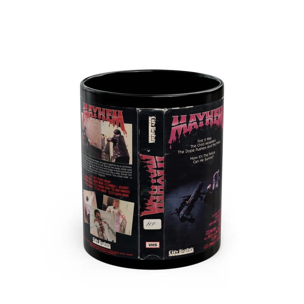 MAYHEM (VHS COVER) - Black Coffee Mug-11oz-Go Mug Yourself