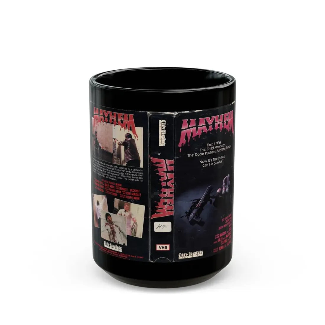 MAYHEM (VHS COVER) - Black Coffee Mug 15oz - Go Mug Yourself