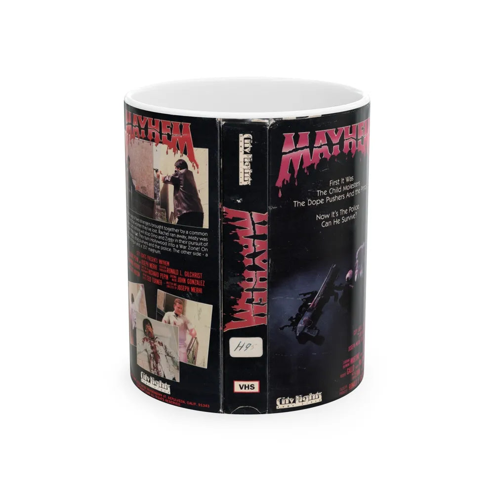 MAYHEM (VHS COVER) - White Coffee Mug-11oz-Go Mug Yourself