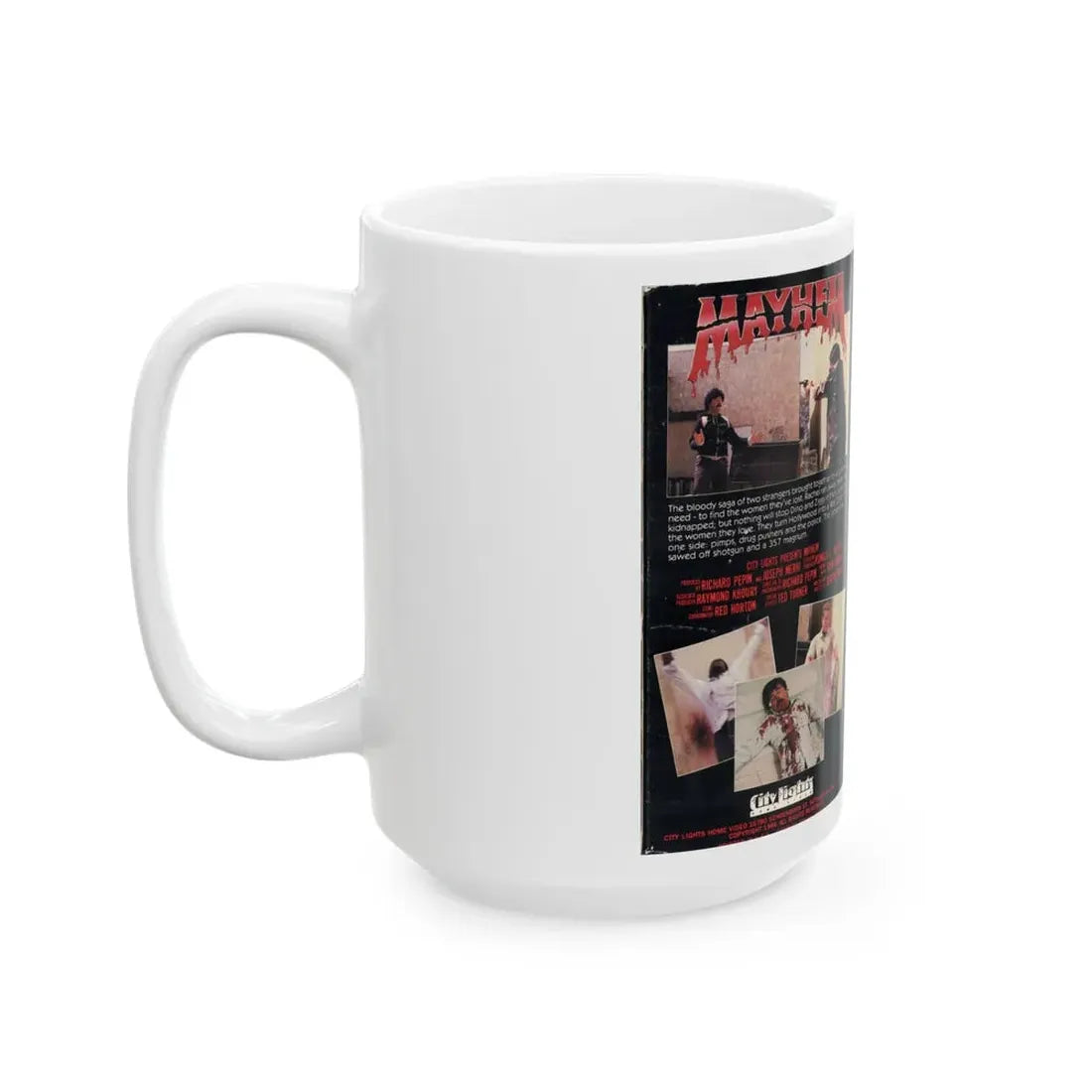 MAYHEM (VHS COVER) - White Coffee Mug - Go Mug Yourself