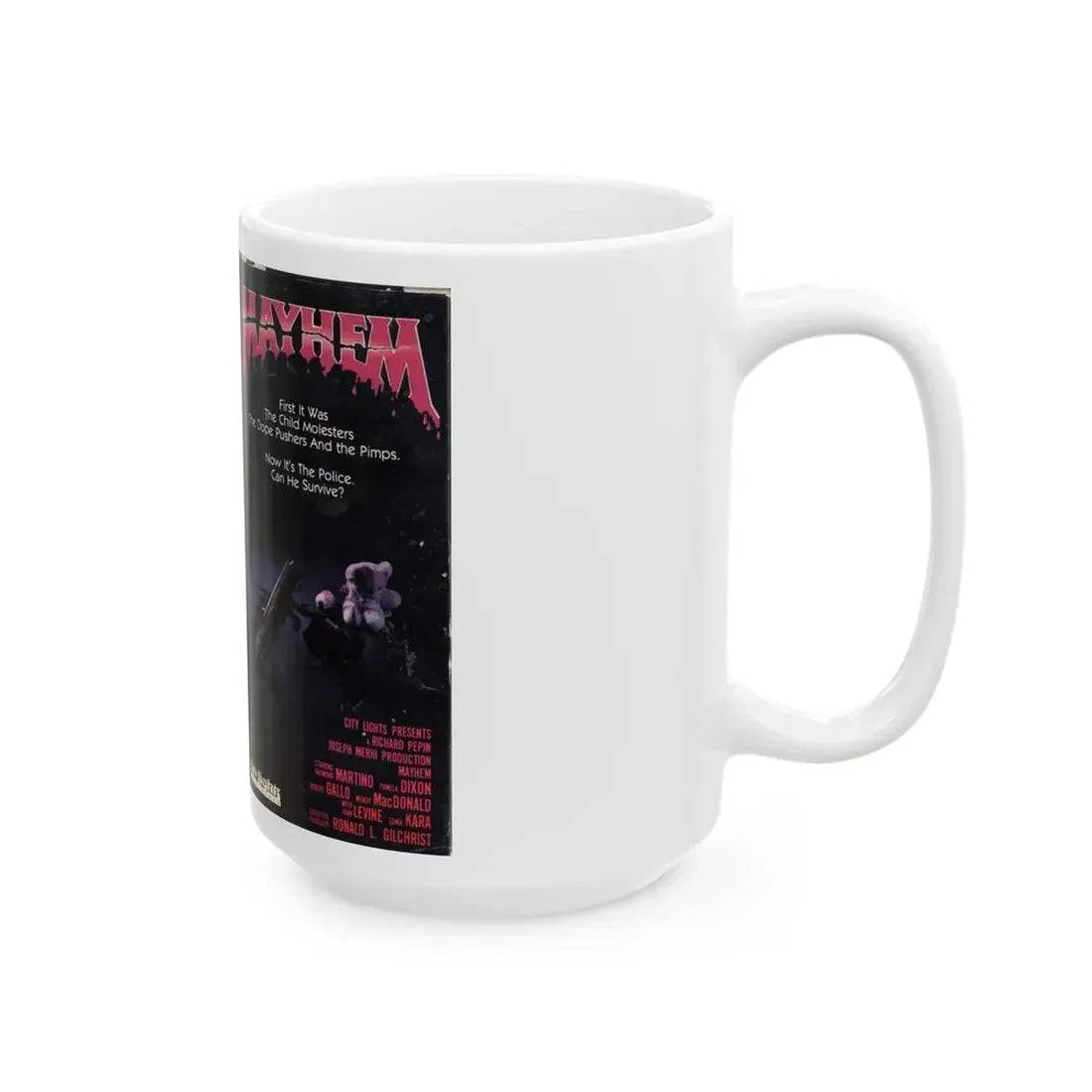 MAYHEM (VHS COVER) - White Coffee Mug - Go Mug Yourself