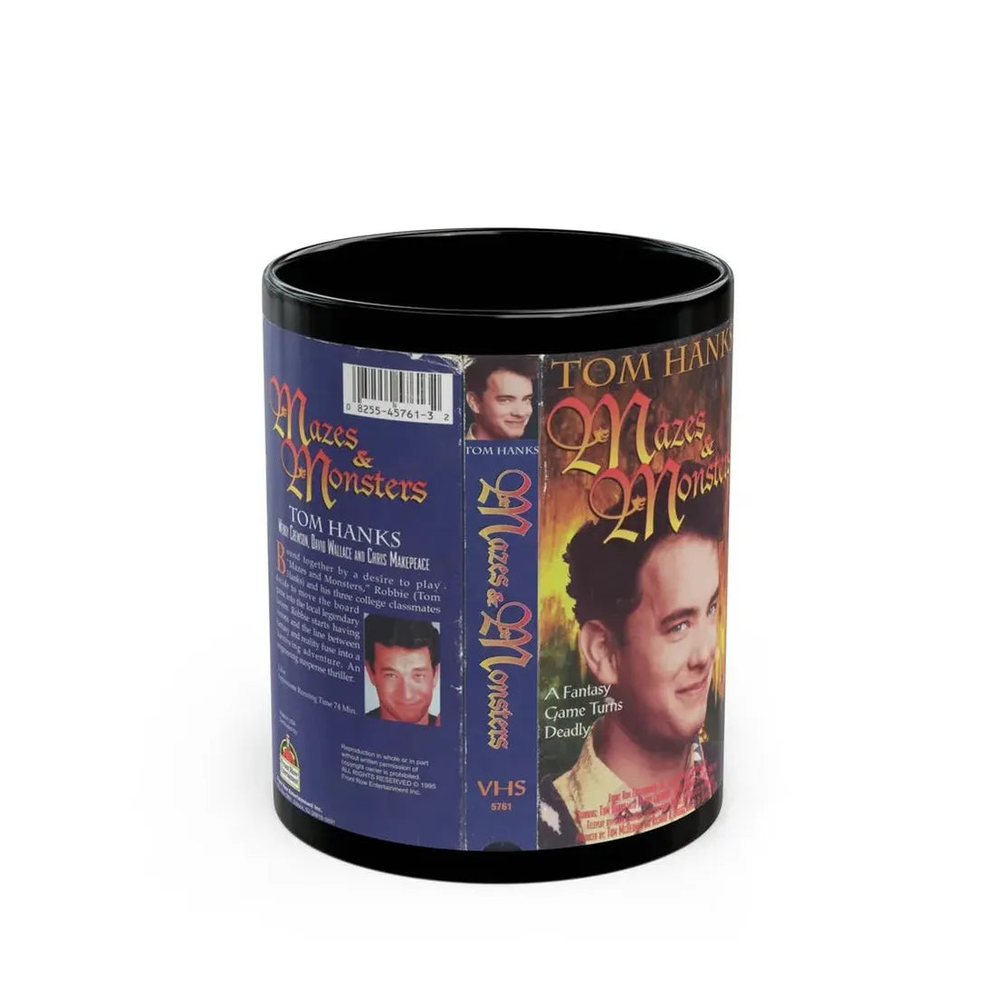 MAZES & MONSTERS TOM HANKS (VHS COVER) - Black Coffee Mug 11oz - Go Mug Yourself