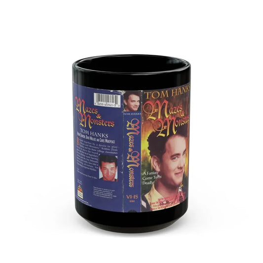 MAZES & MONSTERS TOM HANKS (VHS COVER) - Black Coffee Mug 15oz - Go Mug Yourself