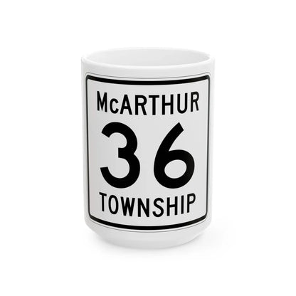McArthur Township Route 36 Logan County Ohio (Ohio) (Road Sign) White Coffee Mug 15oz - Go Mug Yourself