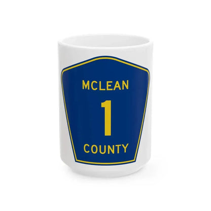 McLean County 1 (Illinois) (Road Sign) White Coffee Mug 15oz - Go Mug Yourself