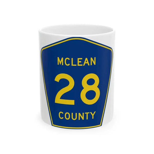 McLean County 28 (Illinois) (Road Sign) White Coffee Mug 11oz - Go Mug Yourself