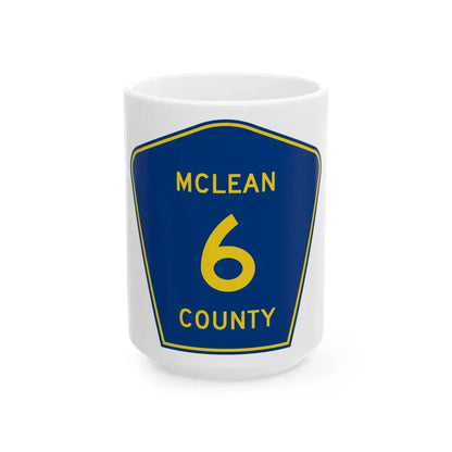 McLean County 6 (Illinois) (Road Sign) White Coffee Mug 15oz - Go Mug Yourself