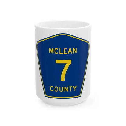 McLean County 7 (Illinois) (Road Sign) White Coffee Mug 15oz - Go Mug Yourself