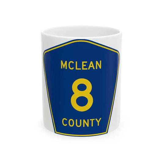 McLean County 8 (Illinois) (Road Sign) White Coffee Mug 11oz - Go Mug Yourself