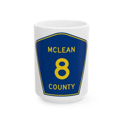 McLean County 8 (Illinois) (Road Sign) White Coffee Mug 15oz - Go Mug Yourself