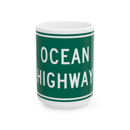 MD Ocean Highway (Maryland) (Road Sign) White Coffee Mug 15oz - Go Mug Yourself