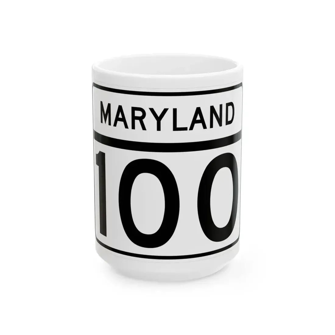 MD Route 100 (Maryland) (Road Sign) White Coffee Mug 15oz - Go Mug Yourself