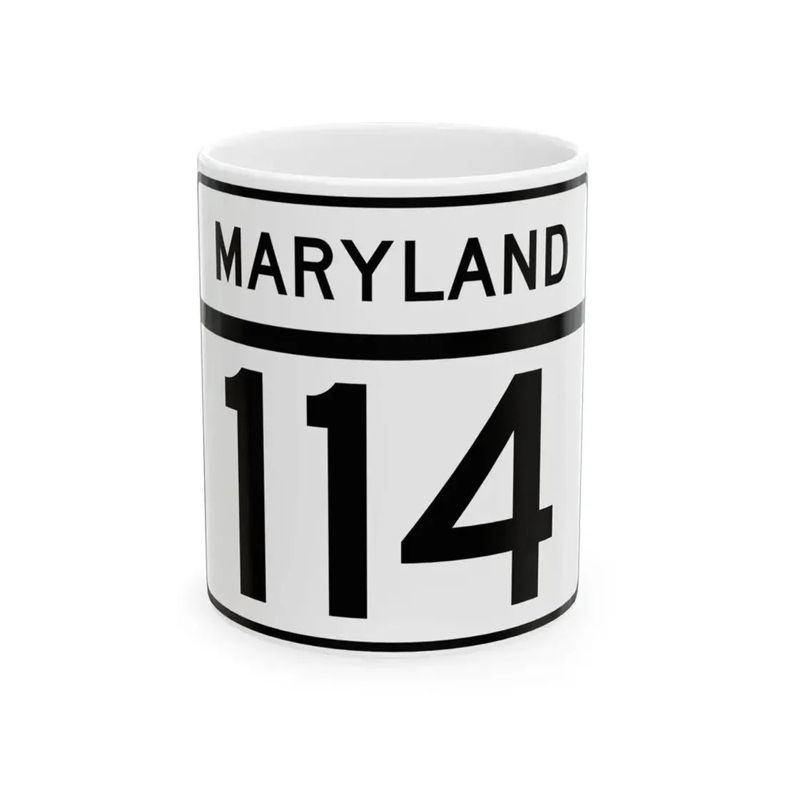 MD Route 114 (Maryland) (Road Sign) White Coffee Mug 11oz - Go Mug Yourself