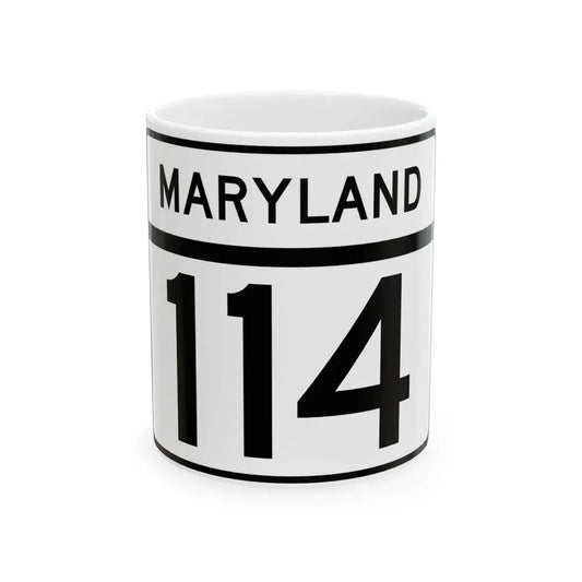 MD Route 114 (Maryland) (Road Sign) White Coffee Mug 11oz - Go Mug Yourself