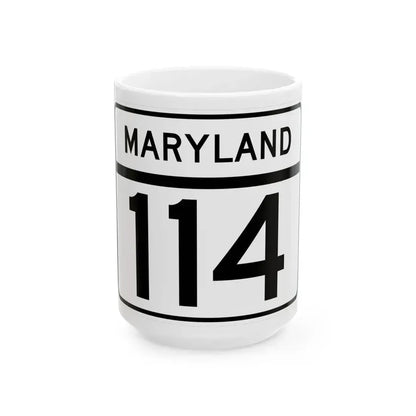 MD Route 114 (Maryland) (Road Sign) White Coffee Mug 15oz - Go Mug Yourself