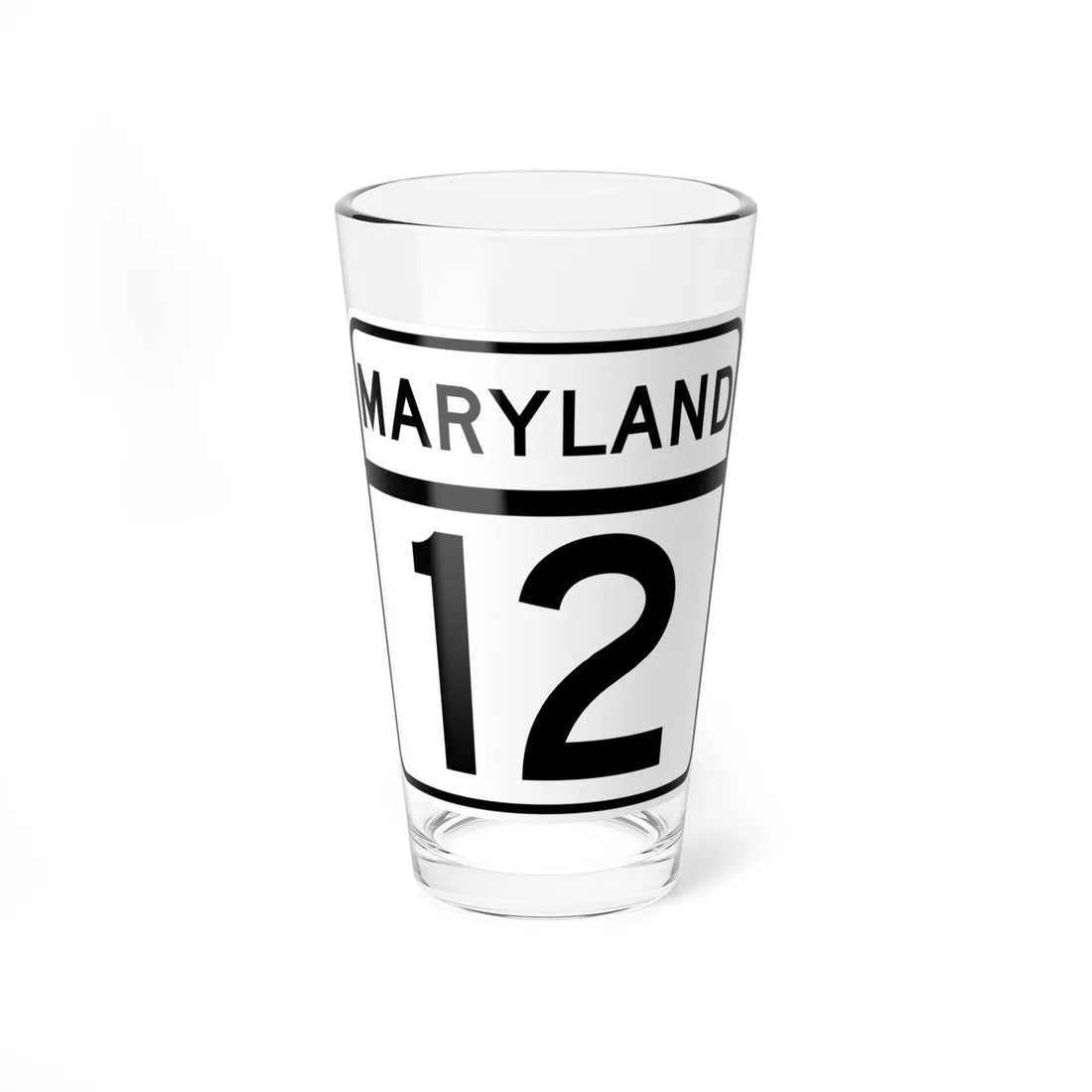 MD Route 12 (Maryland) (Road Sign) Pint Glass 16oz 16oz - Go Mug Yourself