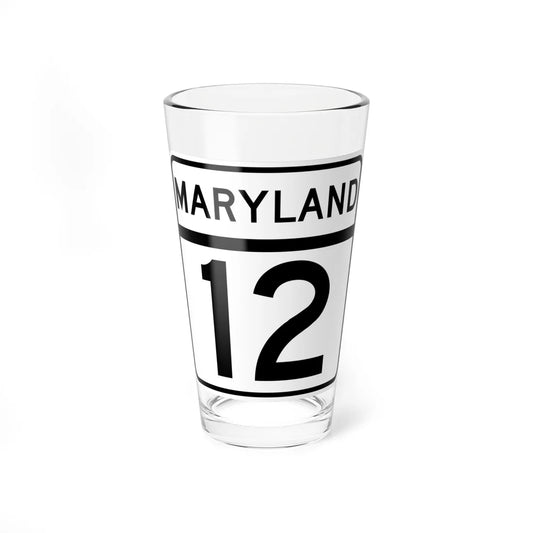 MD Route 12 (Maryland) (Road Sign) Pint Glass 16oz 16oz - Go Mug Yourself
