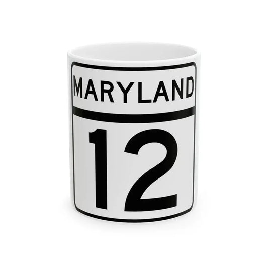 MD Route 12 (Maryland) (Road Sign) White Coffee Mug 11oz - Go Mug Yourself