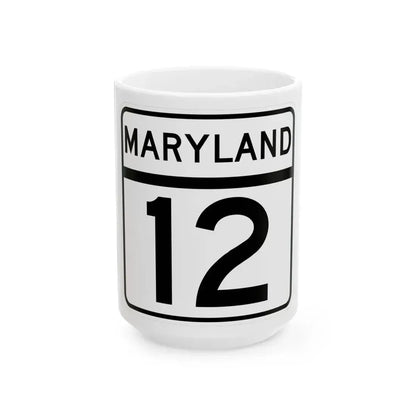 MD Route 12 (Maryland) (Road Sign) White Coffee Mug 15oz - Go Mug Yourself