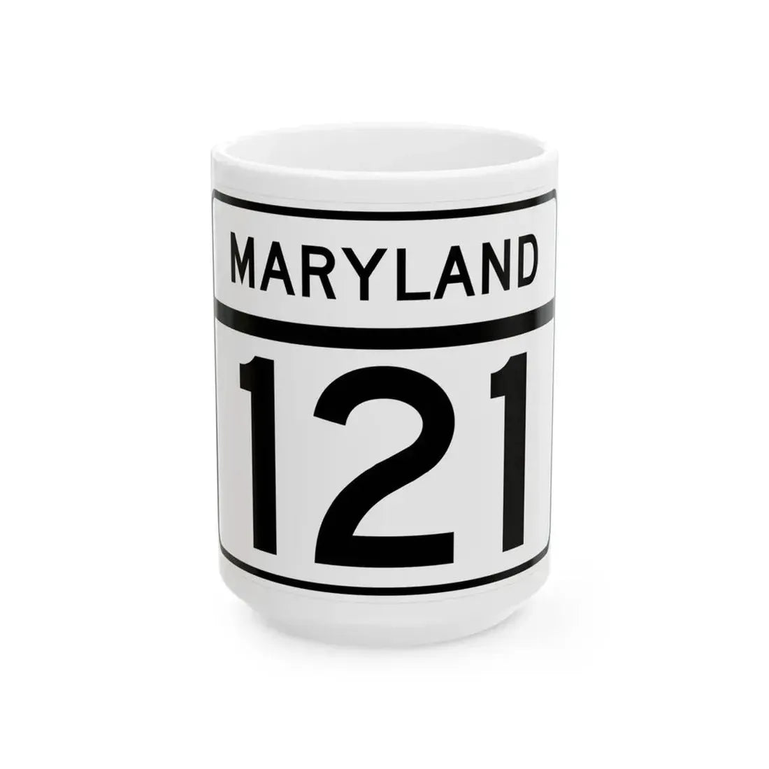 MD Route 121 (Maryland) (Road Sign) White Coffee Mug 15oz - Go Mug Yourself