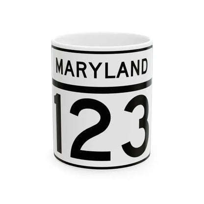 MD Route 123 (Maryland) (Road Sign) White Coffee Mug 11oz - Go Mug Yourself