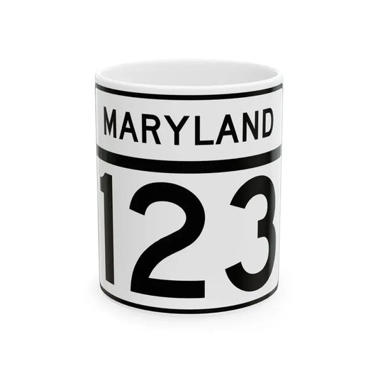MD Route 123 (Maryland) (Road Sign) White Coffee Mug 11oz - Go Mug Yourself