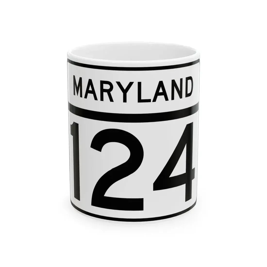 MD Route 124 (Maryland) (Road Sign) White Coffee Mug 11oz - Go Mug Yourself