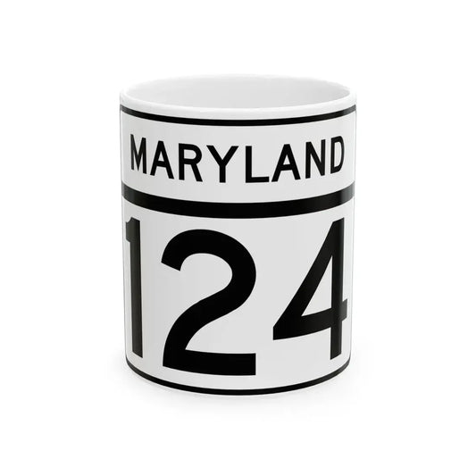 MD Route 124 (Maryland) (Road Sign) White Coffee Mug 11oz - Go Mug Yourself