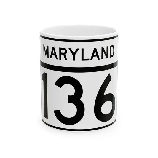 MD Route 136 (Maryland) (Road Sign) White Coffee Mug 11oz - Go Mug Yourself