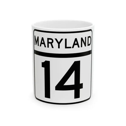 MD Route 14 (Maryland) (Road Sign) White Coffee Mug 11oz - Go Mug Yourself