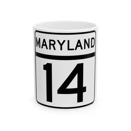 MD Route 14 (Maryland) (Road Sign) White Coffee Mug 11oz - Go Mug Yourself