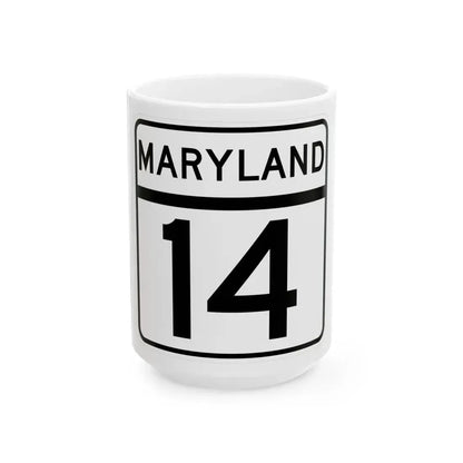 MD Route 14 (Maryland) (Road Sign) White Coffee Mug 15oz - Go Mug Yourself