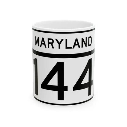 MD Route 144 (Maryland) (Road Sign) White Coffee Mug 11oz - Go Mug Yourself