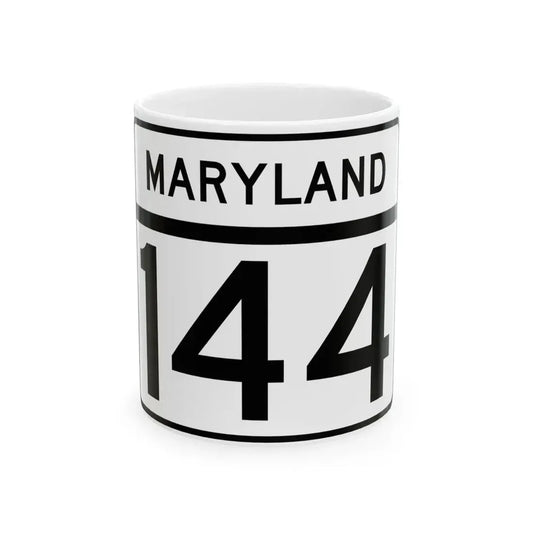 MD Route 144 (Maryland) (Road Sign) White Coffee Mug 11oz - Go Mug Yourself