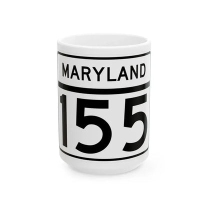 MD Route 155 (Maryland) (Road Sign) White Coffee Mug 15oz - Go Mug Yourself