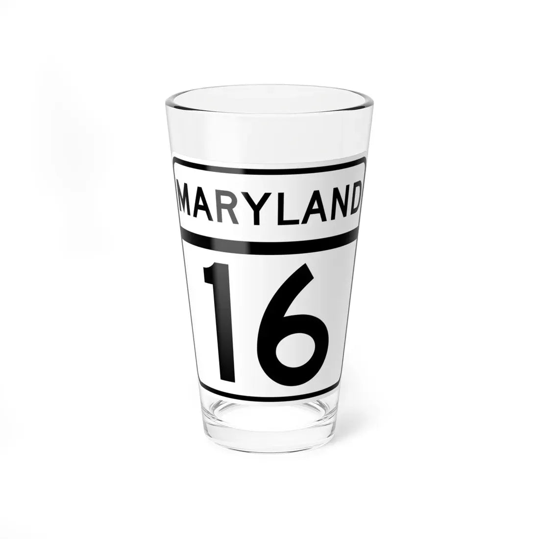 MD Route 16 (Maryland) (Road Sign) Pint Glass 16oz 16oz - Go Mug Yourself