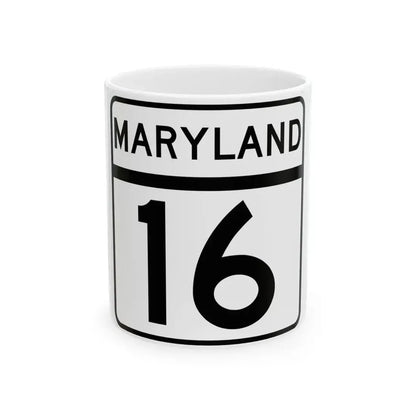 MD Route 16 (Maryland) (Road Sign) White Coffee Mug 11oz - Go Mug Yourself