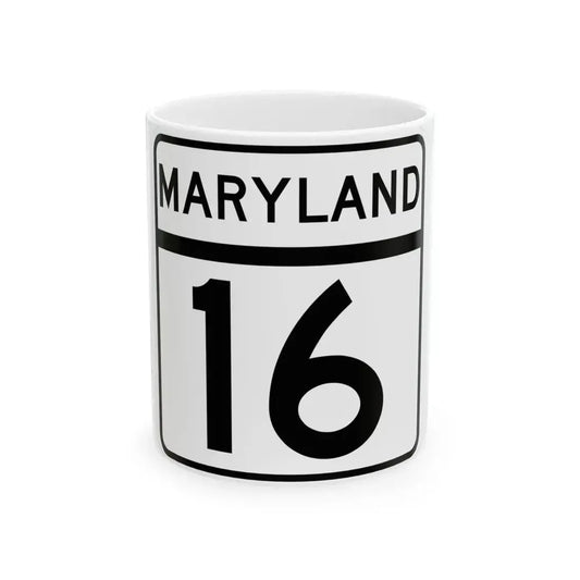 MD Route 16 (Maryland) (Road Sign) White Coffee Mug 11oz - Go Mug Yourself
