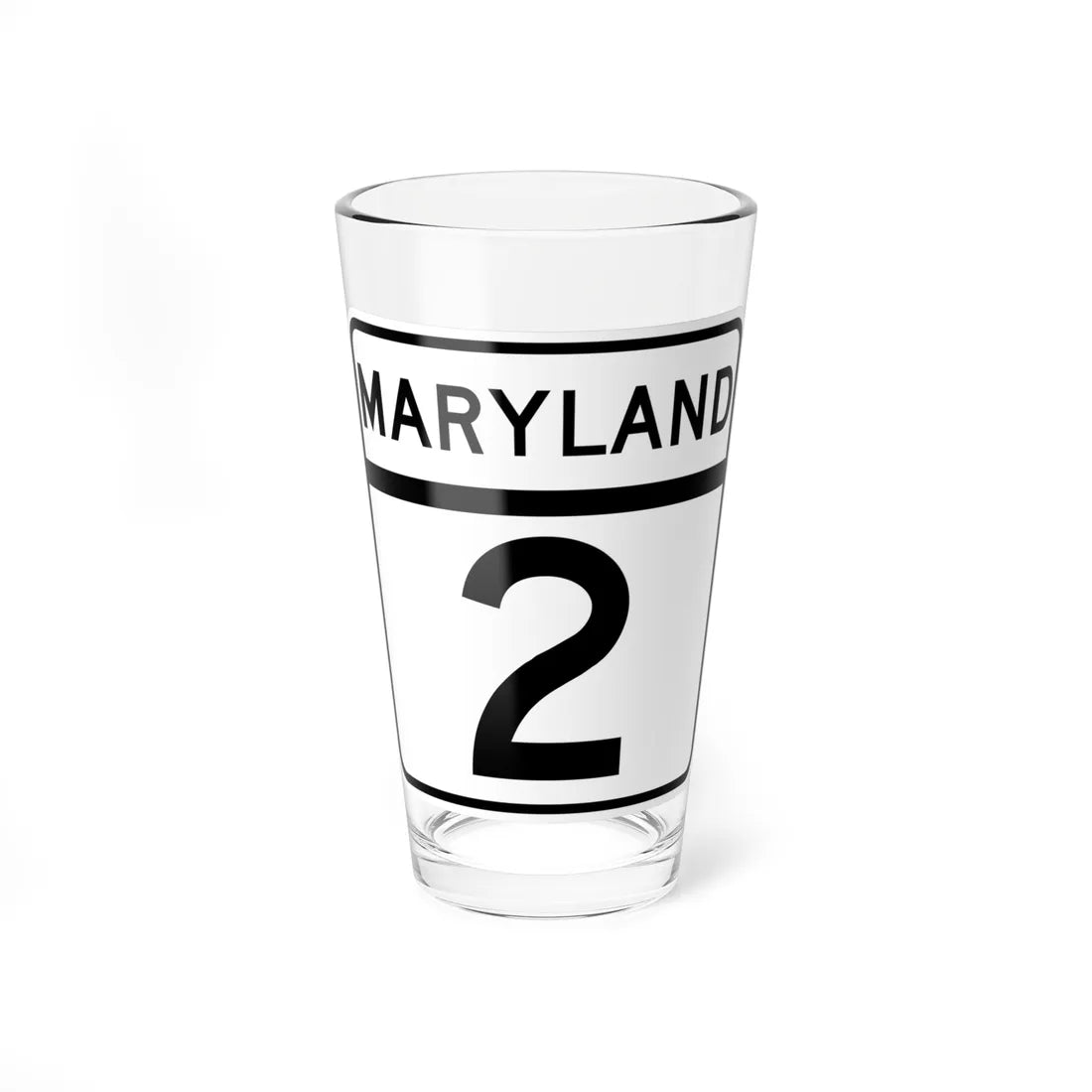 MD Route 2 (Maryland) (Road Sign) Pint Glass 16oz - Go Mug Yourself