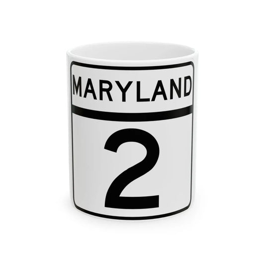 MD Route 2 (Maryland) (Road Sign) White Coffee Mug 11oz - Go Mug Yourself