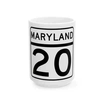 MD Route 20 (Maryland) (Road Sign) White Coffee Mug 15oz - Go Mug Yourself
