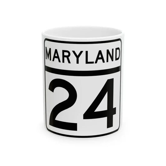 MD Route 24 (Maryland) (Road Sign) White Coffee Mug 11oz - Go Mug Yourself